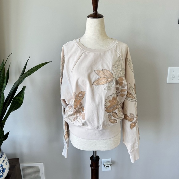 NWT! Anthropologie Embroidered Sweatshirt Bead
Embellishments - Cream Neutral - Picture 10 of 10